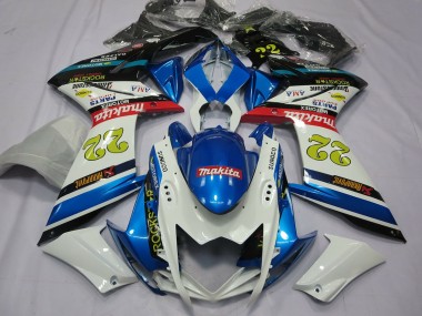 22 White and Blue 2007-2008 GSXR 1000 Fairings