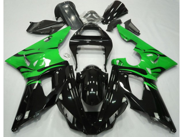 Black Flame & Green 2000-2001 R1 Fairings