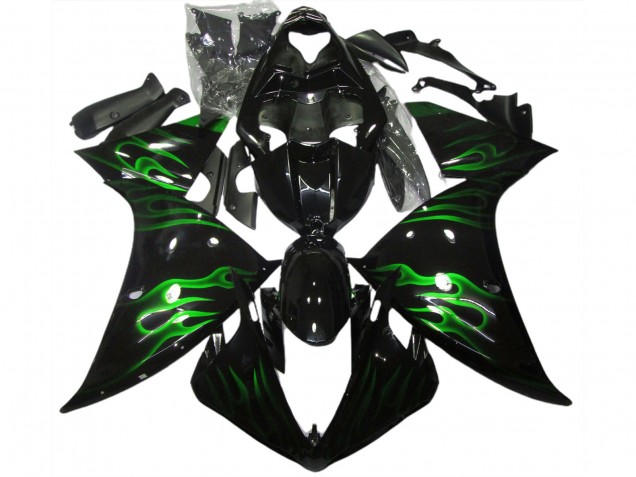 Black & Green Flame 2009-2011 R1 Fairings