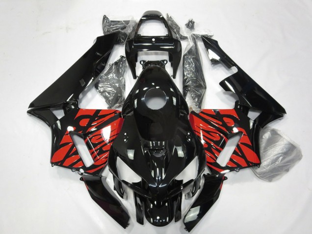 Black and Tribal Red 2005-2006 CBR600RR Fairings