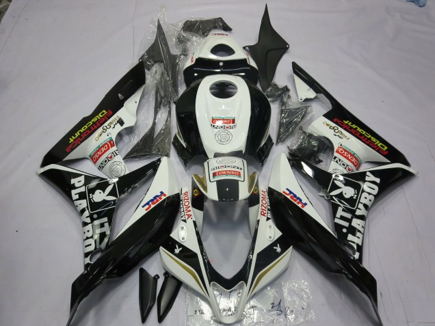 Black and White Playboy 2007-2008 CBR600RR Fairings