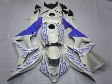 Blue Flame on White 2007-2008 CBR600RR Fairings