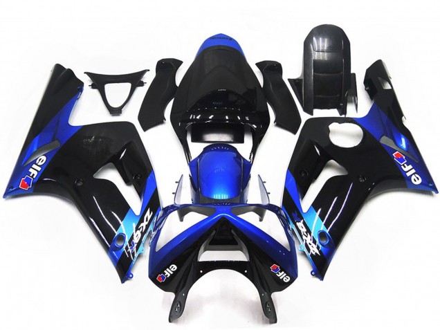 Blue and Gloss Black Elf 2003-2004 ZX6R Fairings