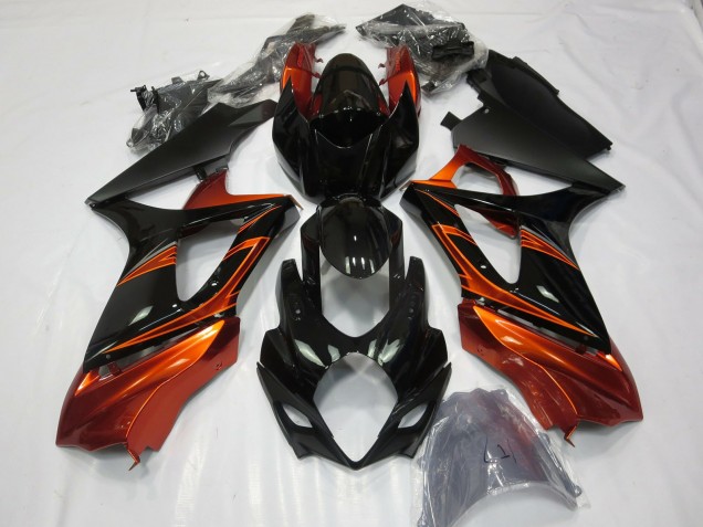 Burnt Orange and Black 2007-2008 GSXR 1000 Fairings