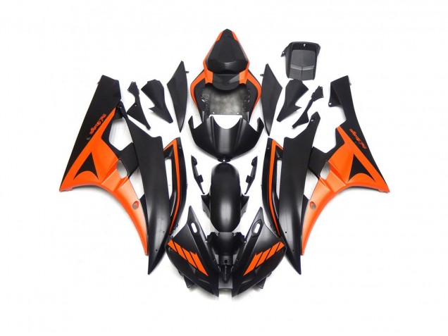 Custom Matte Black and Orange 2006-2007 R6 Fairings