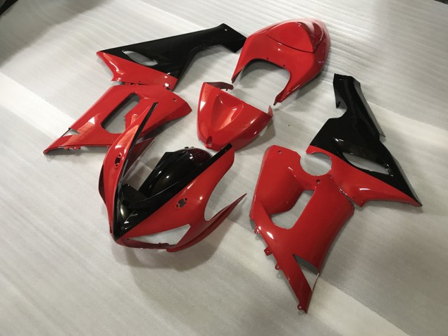 Custom Red and Black 2005-2006 ZX6R Fairings