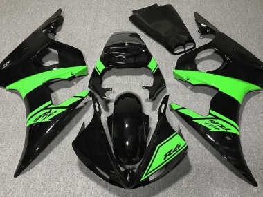 Gloss Black and Green 2003-2004 R6 Fairings