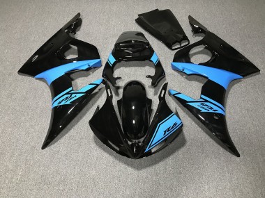 Gloss Black and Light Blue 2003-2004 R6 Fairings