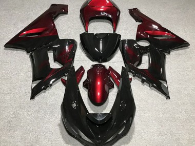 Gloss Black and Red 2005-2006 ZX6R Fairings