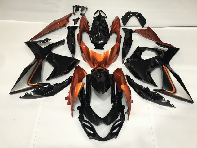 Gloss Black and Shiny Orange 2009-2016 GSXR 1000 Fairings