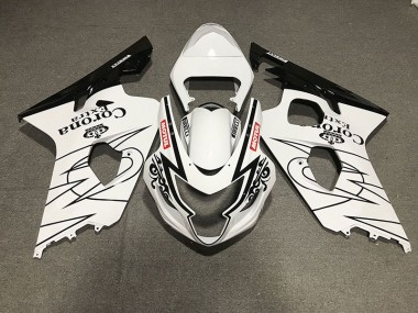 Gloss Black and White Corona Style 2004-2005 GSXR 600-750 Fairings