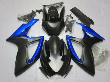 Gloss Blue and Matte Black 2006-2007 GSXR 600-750 Fairings