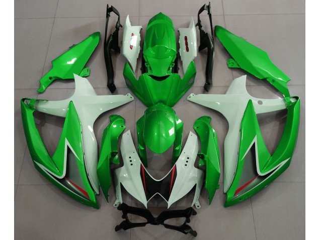 Gloss Green & White 2008-2010 GSXR 600-750 Fairings