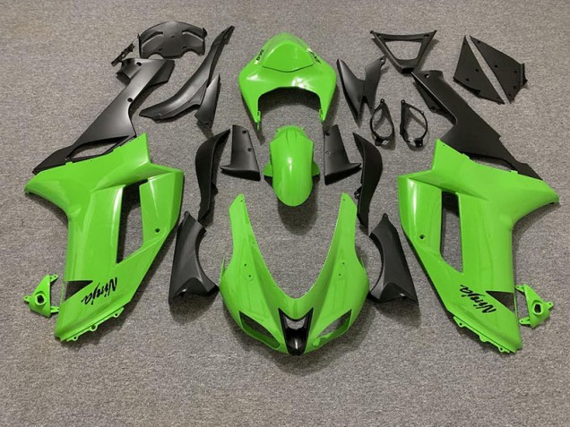 Gloss Green and Matte Black 2007-2008 ZX6R Fairings