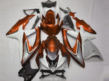 Gloss Orange and White 2008-2010 GSXR 600-750 Fairings