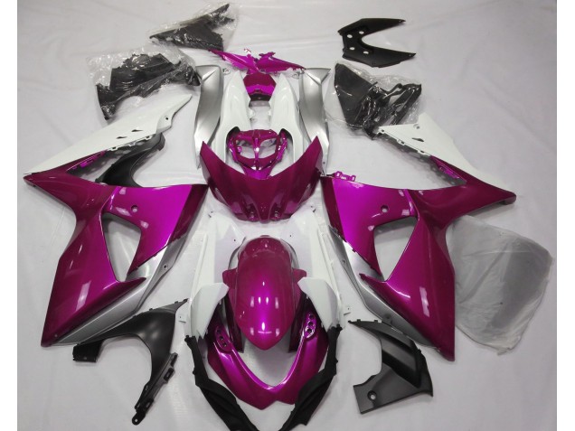 Gloss Pink & White 2009-2016 GSXR 1000 Fairings