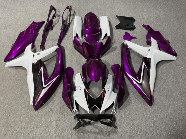 Gloss Purple and White 2008-2010 GSXR 600-750 Fairings