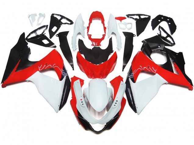 Gloss Red with White and black 2009-2016 GSXR 1000 Fairings