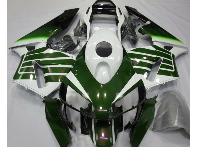 Gloss White & Green Fade 2003-2004 CBR600RR Fairings