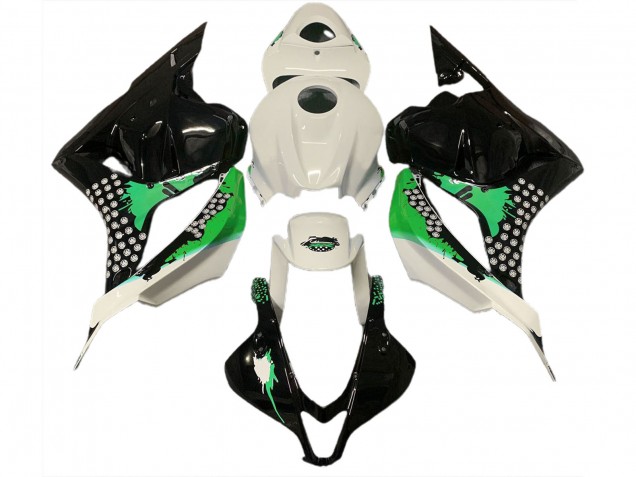 Gloss White & Green Splatter 2009-2012 CBR600RR Fairings