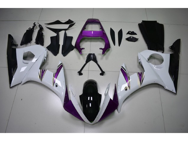 Gloss White & Purple Accents 2003-2004 R6 Fairings