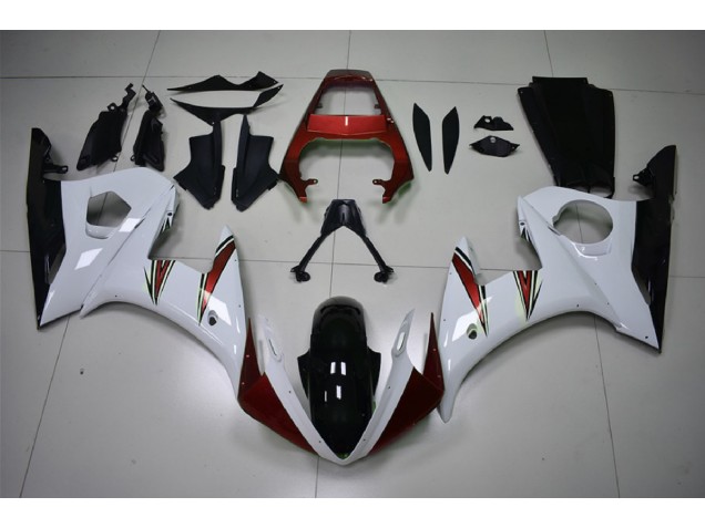 Gloss White & Red Accents 2003-2004 R6 Fairings