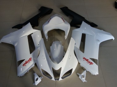 Gloss White & Red Logos 2007-2008 ZX6R Fairings