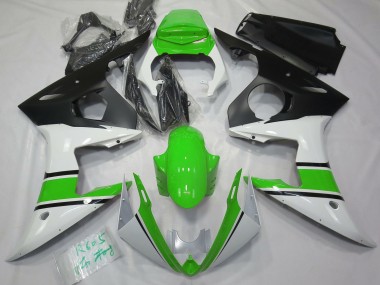 Gloss White and Green 2003-2004 R6 Fairings