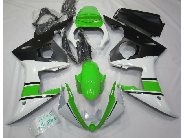 Gloss White and Green 2003-2004 R6 Fairings