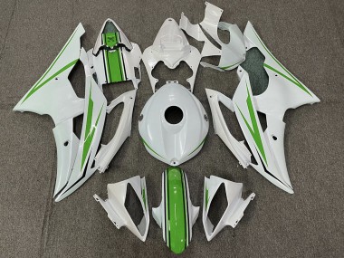 Gloss White and Green 2008-2016 R6 Fairings