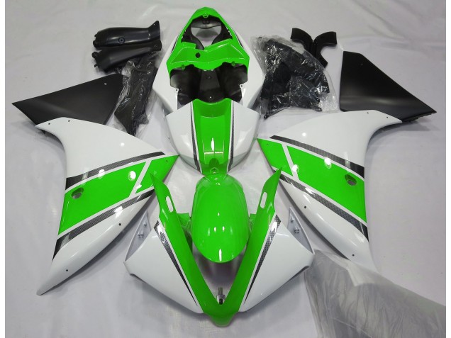 Gloss White and Green 2009-2011 R1 Fairings