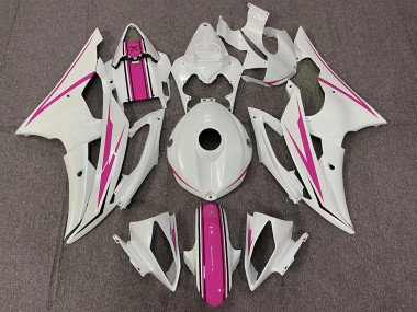 Gloss White and Pink 2008-2016 R6 Fairings