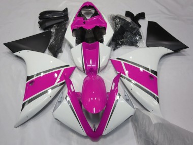 Gloss White and Pink 2009-2011 R1 Fairings