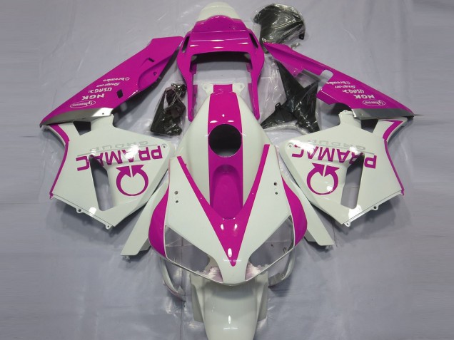 Gloss White and Pink PRAMAC 2003-2004 CBR600RR Fairings