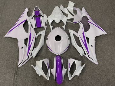 Gloss White and Purple 2008-2016 R6 Fairings