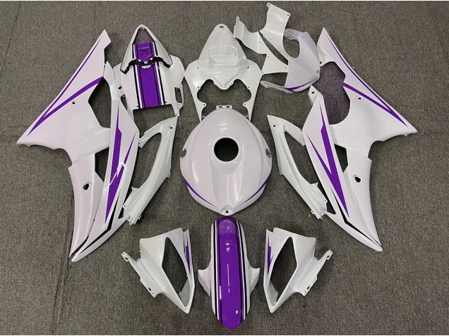 Gloss White and Purple 2008-2016 R6 Fairings