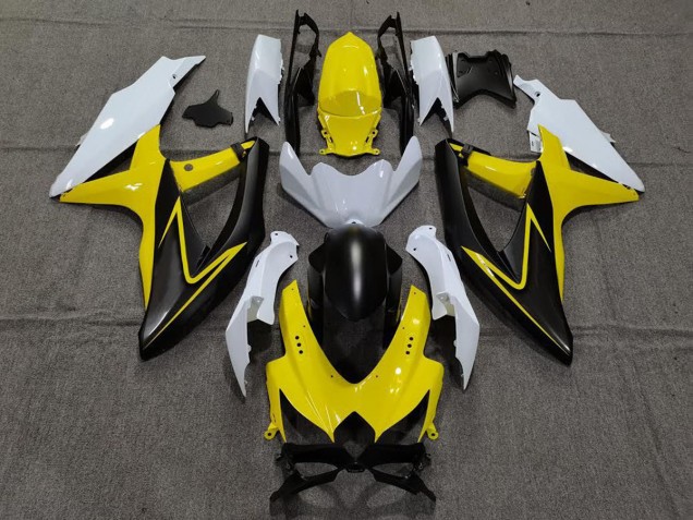 Gloss Yellow and White 2008-2010 GSXR 600-750 Fairings