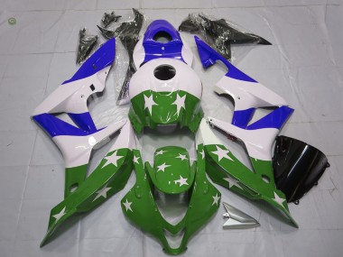 Green and Blue Stars and Stripes 2007-2008 CBR600RR Fairings