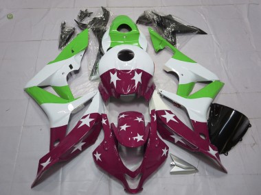 Green and Maroon Stars and Stripes 2007-2008 CBR600RR Fairings