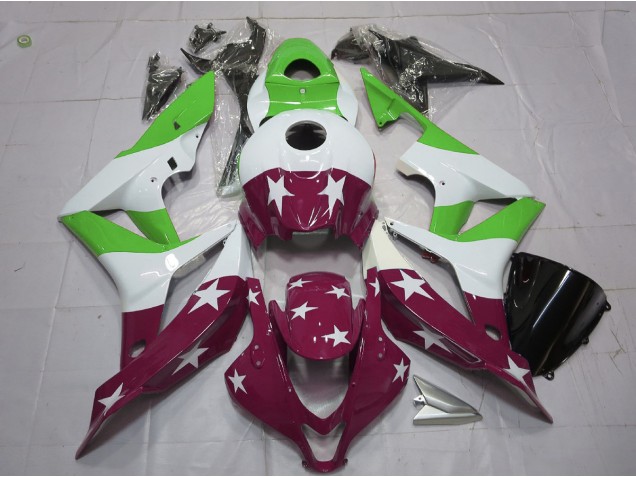 Green and Maroon Stars and Stripes 2007-2008 CBR600RR Fairings