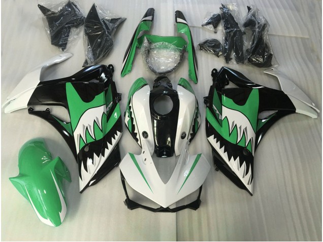 Green and White Shark 2015-2018 R3 Fairings