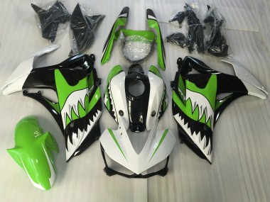 Lime Green and White Shark 2015-2018 R3 Fairings