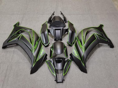 Matte Black & Green Lining 2011-2015 ZX10R Fairings