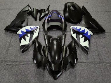 Matte Black and Dark Blue Shark 2004-2005 ZX10R Fairings