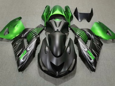 Matte Black and Green 2006-2011 ZX14R Fairings