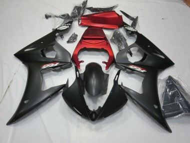 Matte Black and Red 2003-2004 R6 Fairings