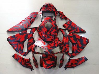 Matte Black and Red Camo 2003-2004 CBR600RR Fairings