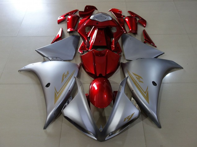 Matte Silver & Gloss Red 2009-2011 R1 Fairings