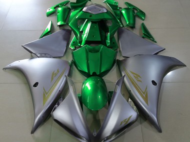 Matte Silver & Green 2009-2011 R1 Fairings