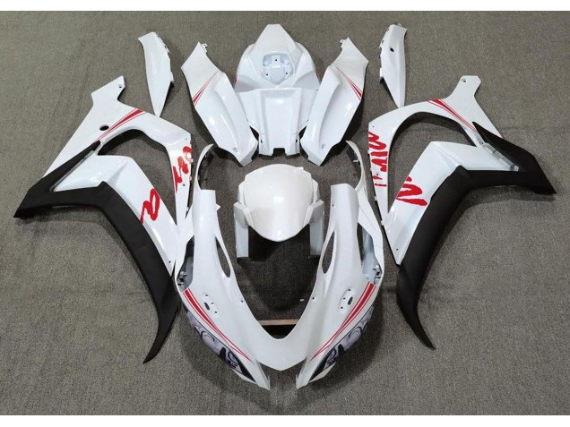 Pearl White & Red Logos 2016-2019 ZX10R Fairings